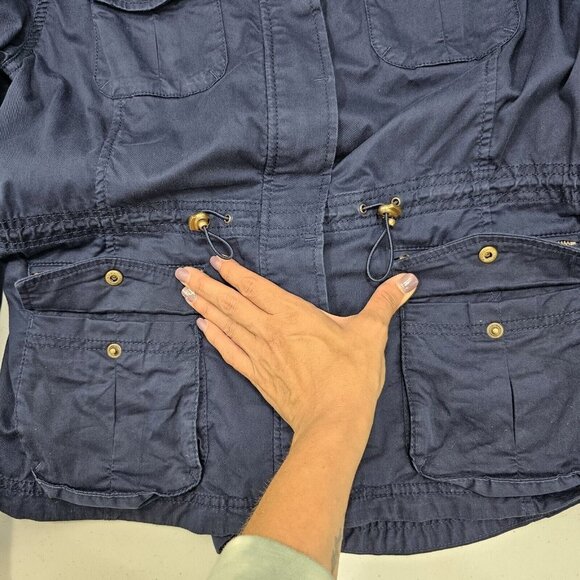 LL Bean Womens Utility Jacket M P Blue Field Military Chore Safari Barn Gorpcore - Picture 11 of 16